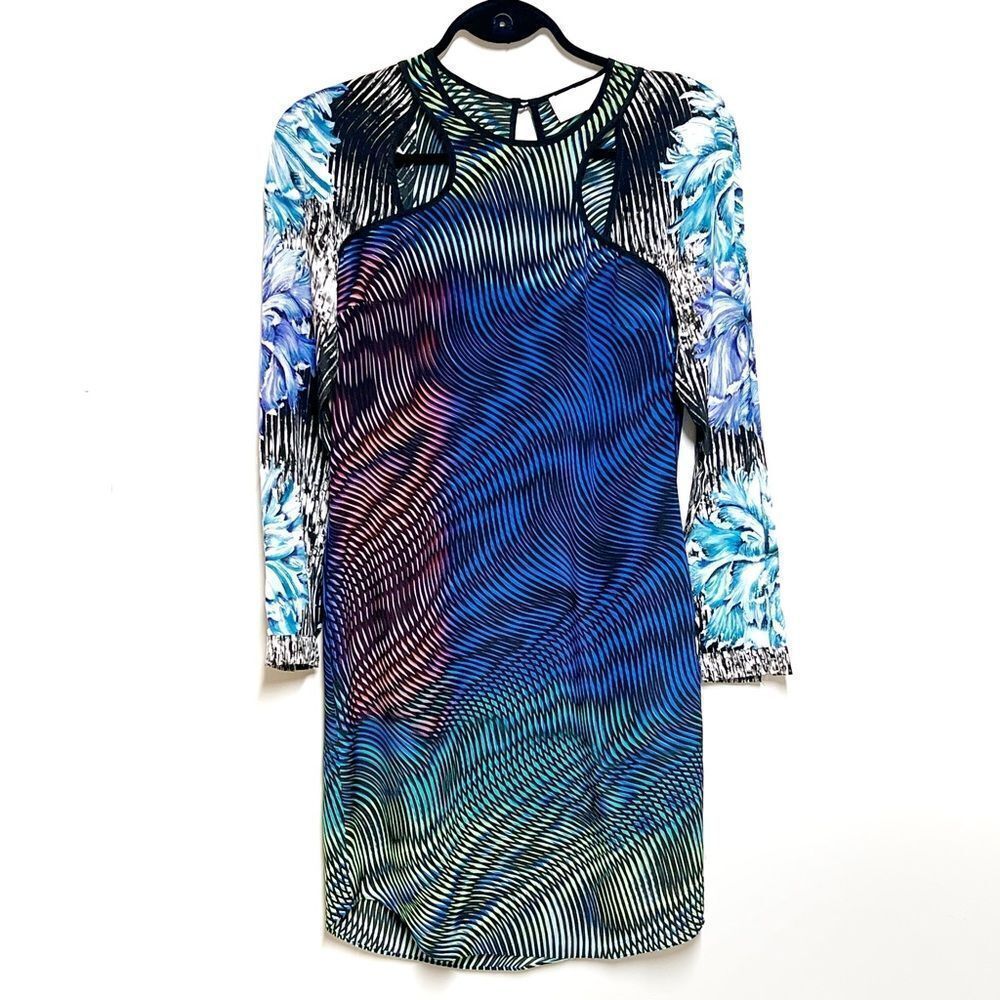 Peter Pilotto Graphic Floral Front Cutout Silk Designer Dress Sz 4 $1300